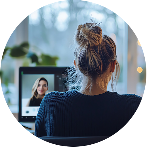 A person wearing headphones studying on a laptop